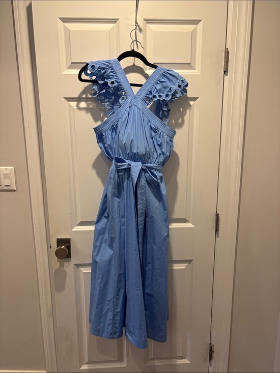 En Saison Dresses & Skirts - En Saison Sky-Blue Eyelet Ruffle Strap Dress